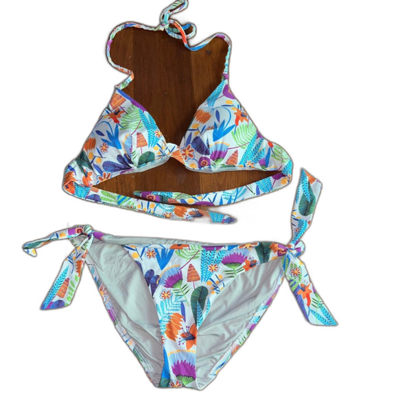 Echo Tropicalia Floral Bikini Swim Top Bottom Set Large - Picture 1 of 8